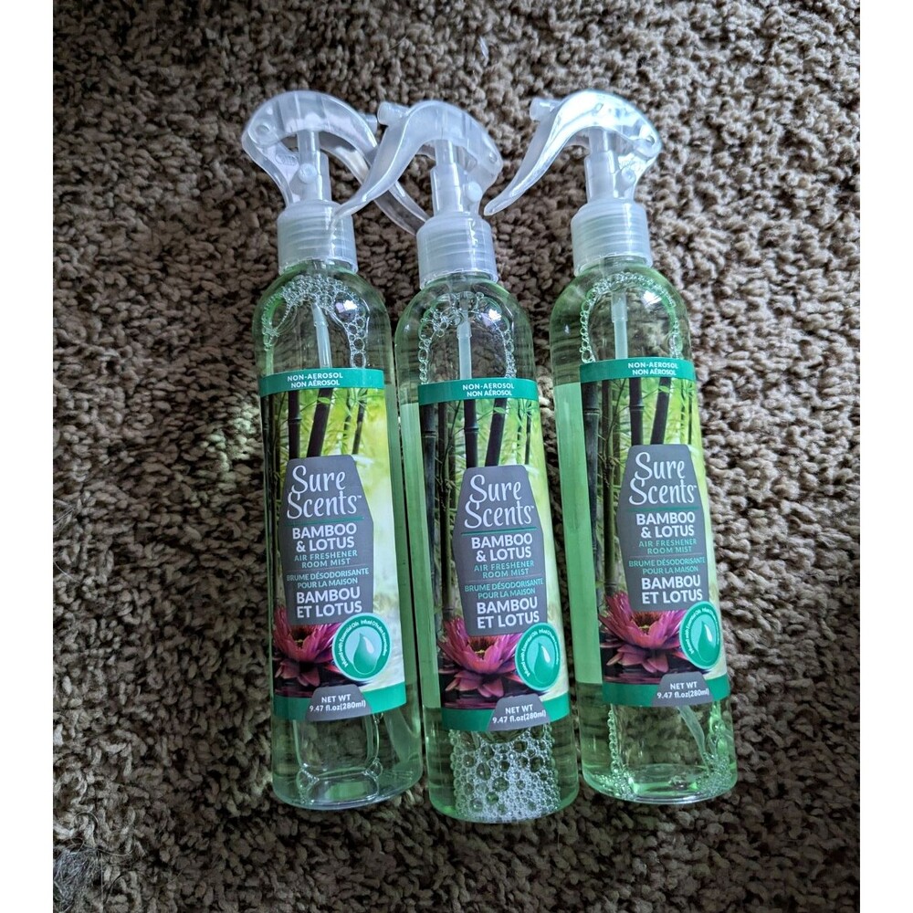 Sure Scents Bamboo Lotus Air Freshener Room Mist Spray 3 Pack 9.47oz